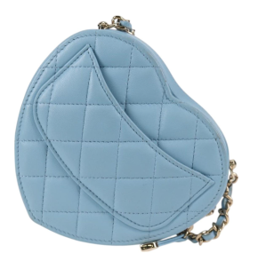 Chanel Pale Blue Quilted Leather Heart Crossbody Bag 22