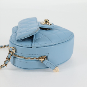 Chanel Pale Blue Quilted Leather Heart Crossbody Bag 19