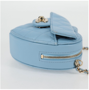 Chanel Pale Blue Quilted Leather Heart Crossbody Bag 18