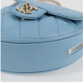 Chanel Pale Blue Quilted Leather Heart Crossbody Bag 16