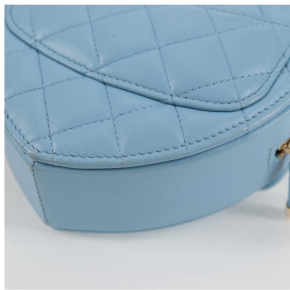 Chanel Pale Blue Quilted Leather Heart Crossbody Bag 20
