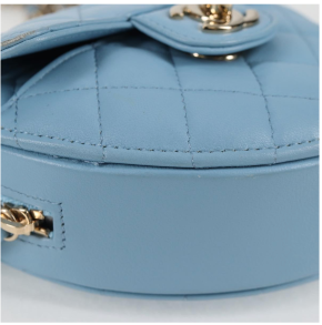 Chanel Pale Blue Quilted Leather Heart Crossbody Bag 14