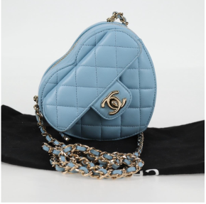 Chanel Pale Blue Quilted Leather Heart Crossbody Bag 8