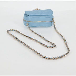Chanel Pale Blue Quilted Leather Heart Crossbody Bag 23