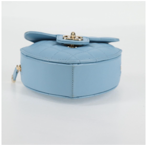 Chanel Pale Blue Quilted Leather Heart Crossbody Bag 5