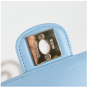 Chanel Pale Blue Quilted Leather Heart Crossbody Bag 11