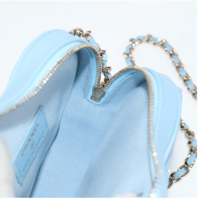 Chanel Pale Blue Quilted Leather Heart Crossbody Bag 7