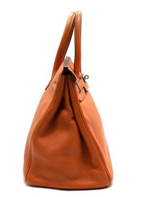 Hermes Birkin 35 in Orange H Taurillon Clemence Leather Palladium Hardware 4