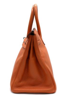 Hermes Birkin 35 in Orange H Taurillon Clemence Leather Palladium Hardware 11