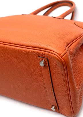 Hermes Birkin 35 in Orange H Taurillon Clemence Leather Palladium Hardware 10