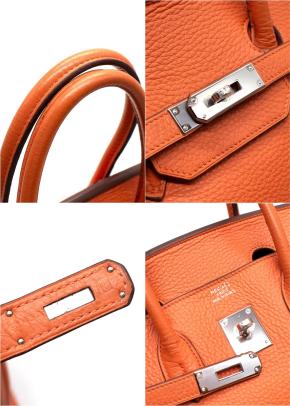 Hermes Birkin 35 in Orange H Taurillon Clemence Leather Palladium Hardware 15