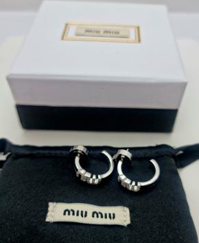 Miu Miu Crystal Embellished Logo Earrings 6