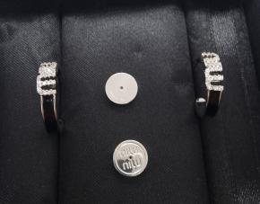 Miu Miu Crystal Embellished Logo Earrings 4
