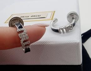Miu Miu Crystal Embellished Logo Earrings 7