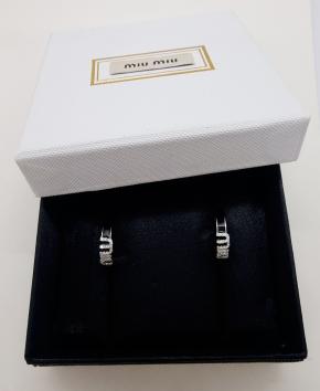 Miu Miu Crystal Embellished Logo Earrings 5