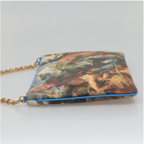 Limited Edition Louis Vuitton x Jeff Koons Masters Collection Pochette – “Tiger Hunt” Print with Gold Chain Strap 25
