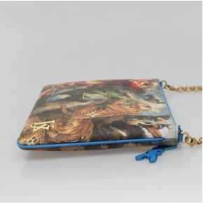 Limited Edition Louis Vuitton x Jeff Koons Masters Collection Pochette – “Tiger Hunt” Print with Gold Chain Strap 22