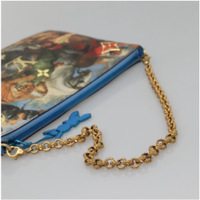 Limited Edition Louis Vuitton x Jeff Koons Masters Collection Pochette – “Tiger Hunt” Print with Gold Chain Strap 21