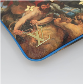 Limited Edition Louis Vuitton x Jeff Koons Masters Collection Pochette – “Tiger Hunt” Print with Gold Chain Strap 19