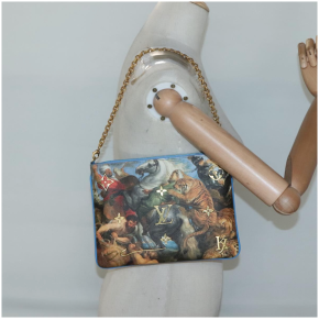 Limited Edition Louis Vuitton x Jeff Koons Masters Collection Pochette – “Tiger Hunt” Print with Gold Chain Strap 8