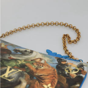 Limited Edition Louis Vuitton x Jeff Koons Masters Collection Pochette – “Tiger Hunt” Print with Gold Chain Strap 7