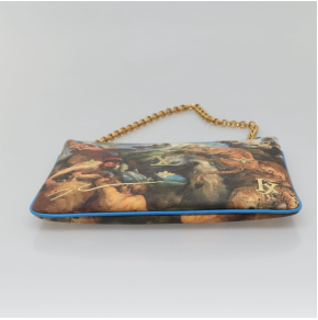 Limited Edition Louis Vuitton x Jeff Koons Masters Collection Pochette – “Tiger Hunt” Print with Gold Chain Strap 23