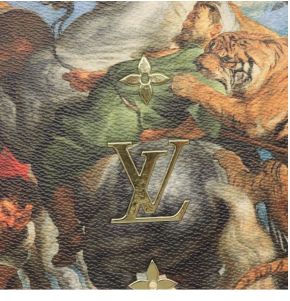 Limited Edition Louis Vuitton x Jeff Koons Masters Collection Pochette – “Tiger Hunt” Print with Gold Chain Strap 6