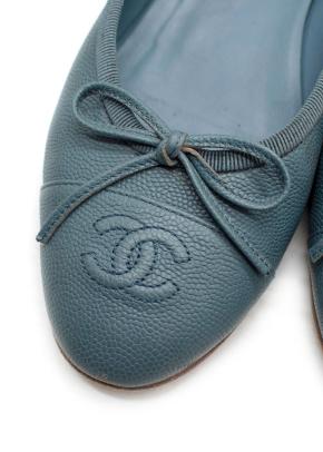 Chanel Pale Blue Caviar Leather Ballet Flats 6