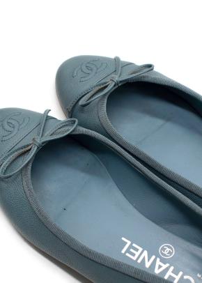 Chanel Pale Blue Caviar Leather Ballet Flats 11