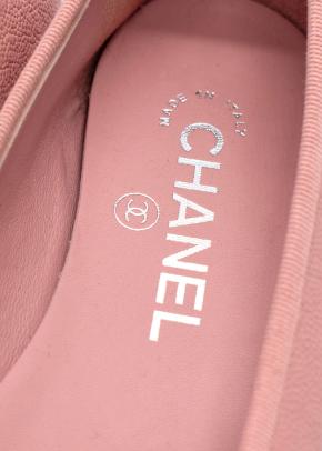 Chanel CC Cap Toe Baby Pink Caviar Leather Ballet Flats 4