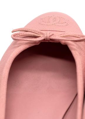 Chanel CC Cap Toe Baby Pink Caviar Leather Ballet Flats 8