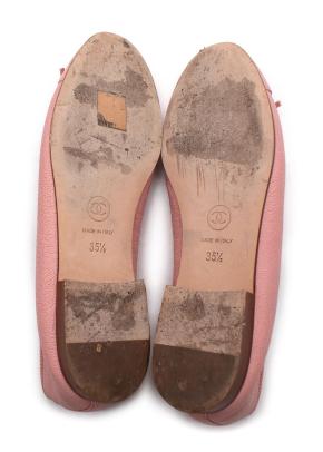 Chanel CC Cap Toe Baby Pink Caviar Leather Ballet Flats 5