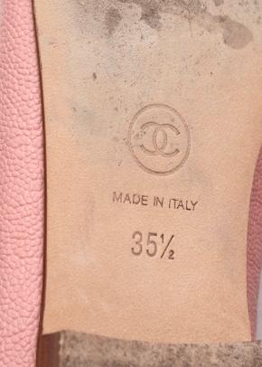 Chanel CC Cap Toe Baby Pink Caviar Leather Ballet Flats 11