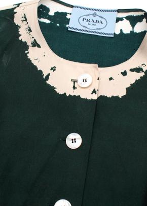 Prada Emerald Green Dip Dye Midi Dress with Pleated Skirt 4