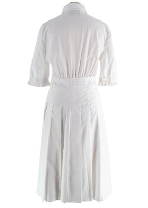 Prada White Cotton Button Front Poplin Dress 2