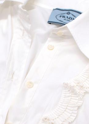 Prada White Cotton Button Front Poplin Dress 3