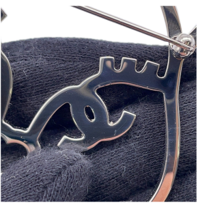 Chanel Silver Crystal Cat Brooch Pin 5
