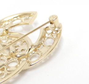Chanel Coco Mark Double C Gold Metal Brooch 2