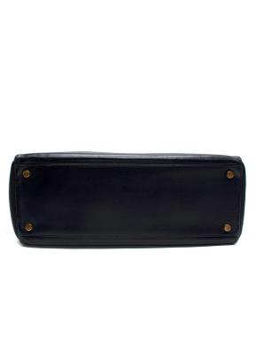Hermes Navy Box Kelly 32 with Gold Hardware With Spa Receipt 2
