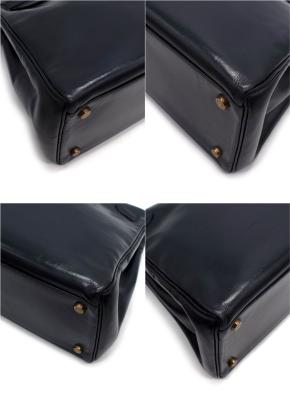 Hermes Navy Box Kelly 32 with Gold Hardware With Spa Receipt 13