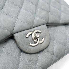 Chanel Nubuck Jumbo Classic Double Flap in Coastal Grey with Silver Chain Strap 8