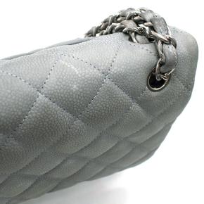 Chanel Nubuck Jumbo Classic Double Flap in Coastal Grey with Silver Chain Strap 7