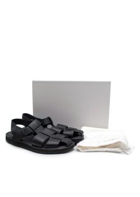 The Row Black Fisherman Caged Leather Sandals 2