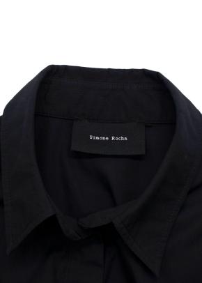 Simone Rocha Black Cotton Poplin Midi Dress 8