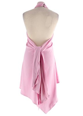 The Attico “Becky” Cutout Woven Mini Dress in Bubblegum Pink 2