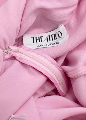 The Attico “Becky” Cutout Woven Mini Dress in Bubblegum Pink 4