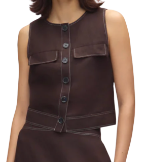 Aligne Summer Linen Mix Button Top in Chocolate 5