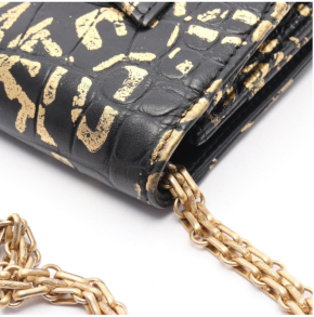Chanel Pre-Fall 2019 Crocodile Embossed Calfskin Black and Gold Graffiti Bag with Gold Chain 6