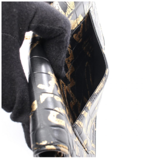 Chanel Pre-Fall 2019 Crocodile Embossed Calfskin Black and Gold Graffiti Bag with Gold Chain 4