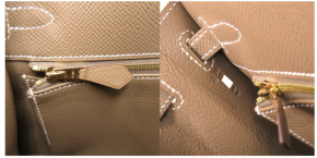 HERMÈS  Epsom Kelly 25 Etoupe with White Contrast Stitching and Gold Hardware 7